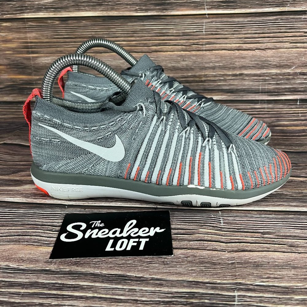 Nike Free Transform Flyknit Women's Gray Orange Training Shoes